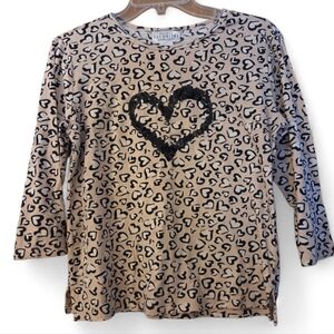 Y2K 90's Whimsical Romantic Valentines Sequins Pink Black Cropped Top Size Small